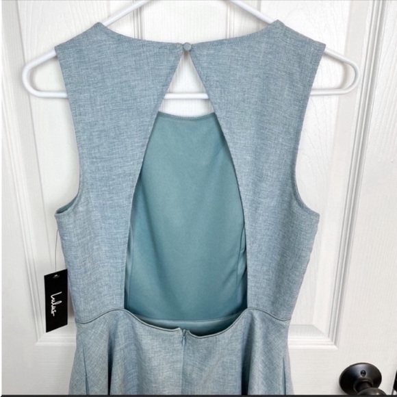 {SOLD} NWT LULUS A Line Dress Blue Short Mini Medium Open Back Formal New - Picture 6 of 9